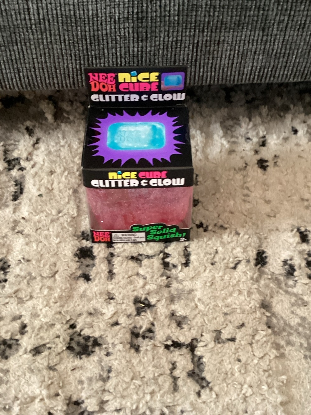 Cube Glitter & Glow Squishy Stress Toy - Pink